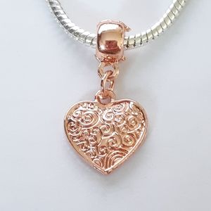 Rose Gold Dangle Heart Charm
